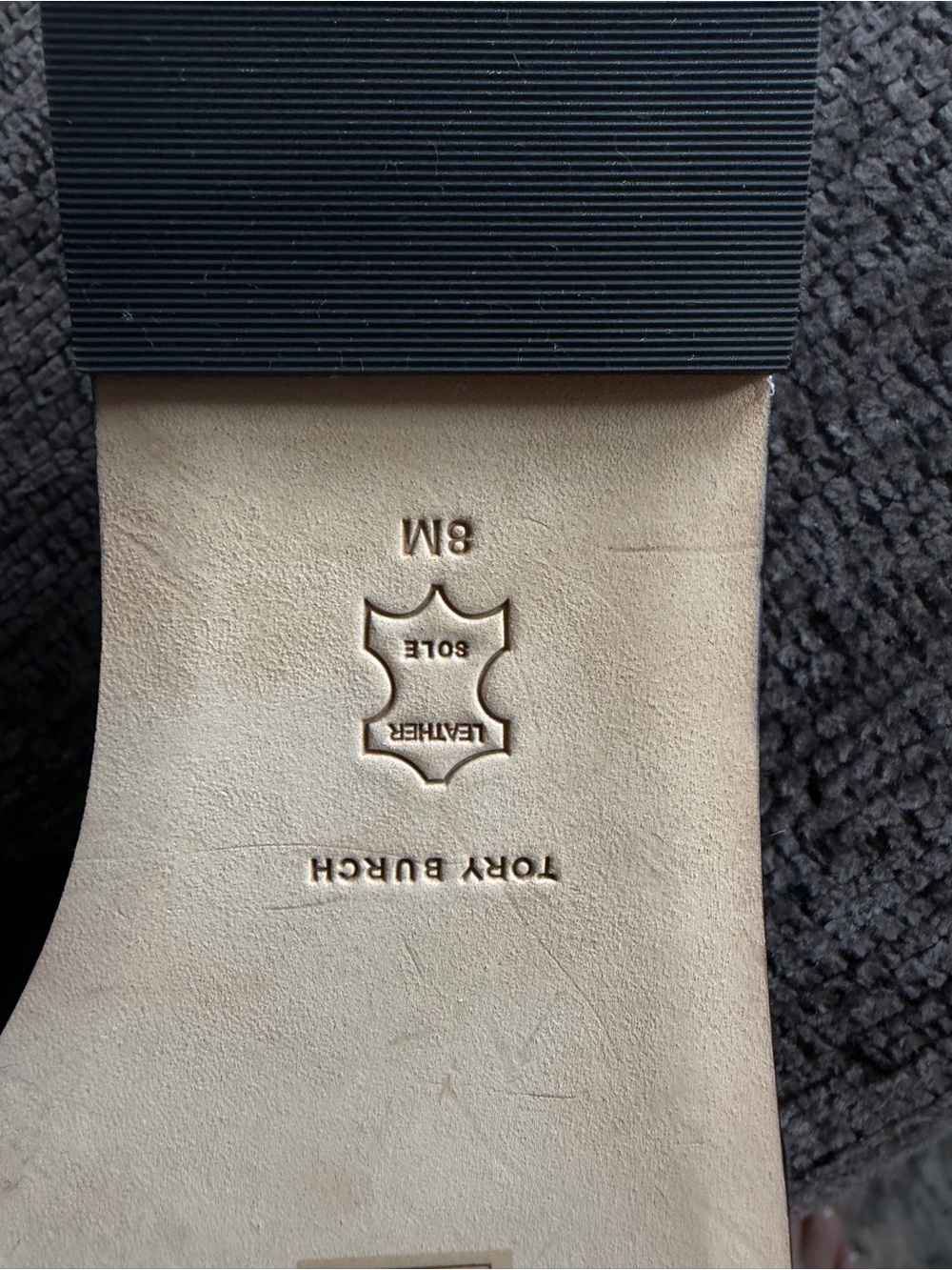 Tory Burch Black and Beige Leather Slide Sandals - Picture 3 of 4